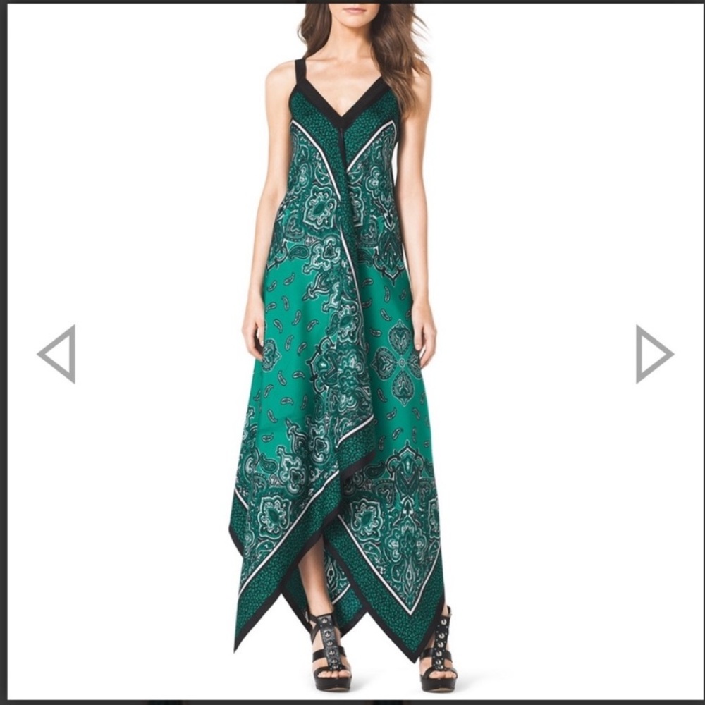 $350 Michael Kors silk scarf bandana dress rodeo/western S/M